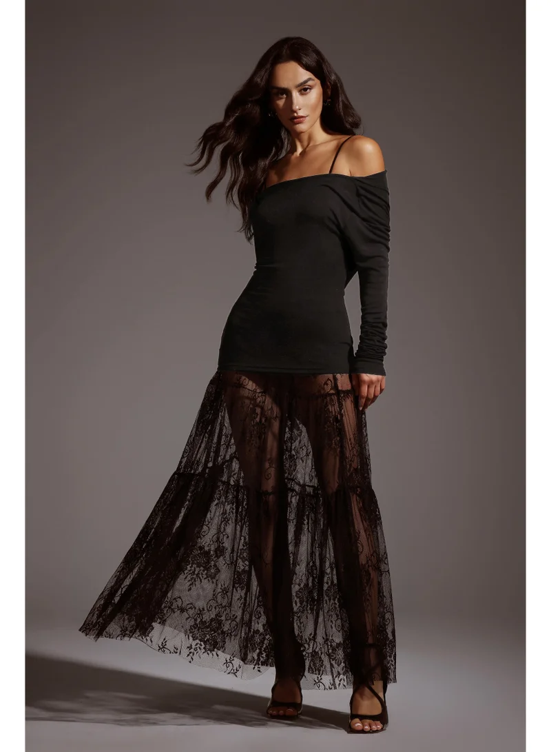 Bella Barnett  Yalyka Lace Maxi Skirt for Women | Best Price UAE